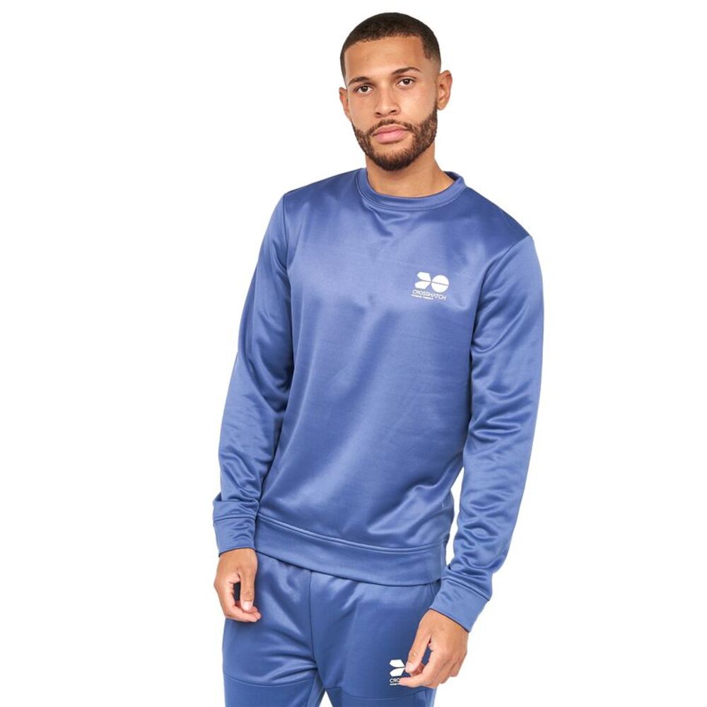 Crosshatch Mens Langtons Crew Neck Track Top / Blue Indigo